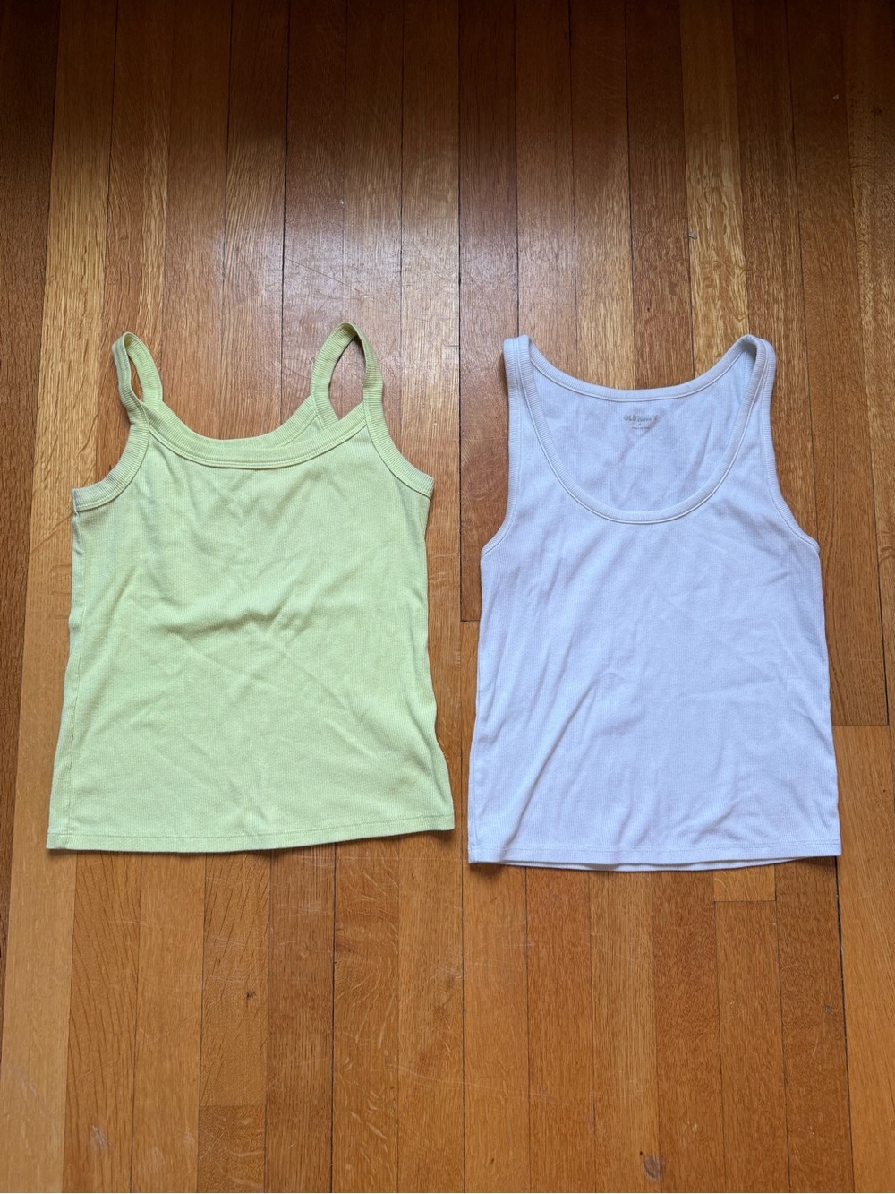 Old Navy Light Green Ribbed Tank Top with Purple Logo